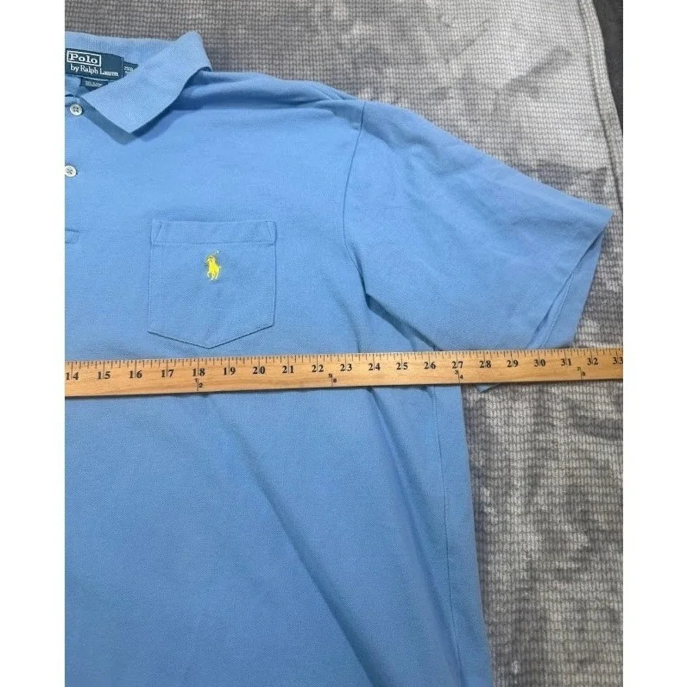 Polo Ralph Lauren‎ Mens XL Light Blue Short Sleeve Pique Polo Shirt Pocket Pony